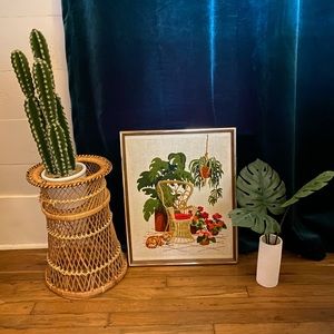 Vintage Embroidered Art Finished 21x17 Framed